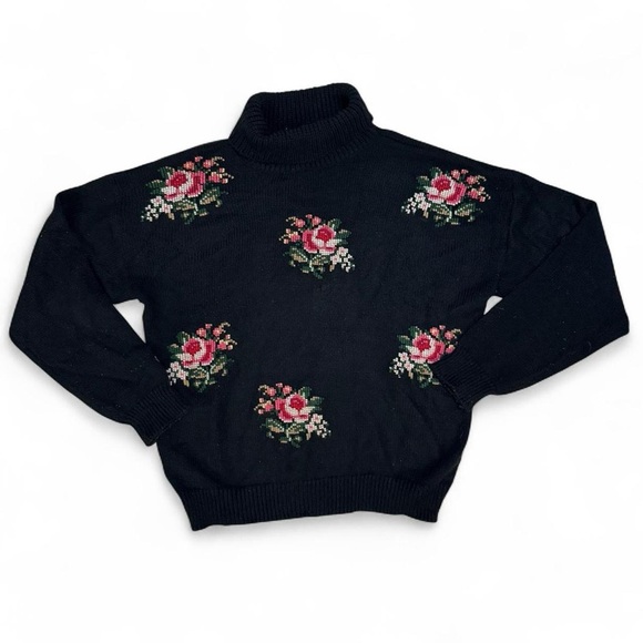 Worthington Sweaters - Vintage Worthington Cross Stitch Floral Sweater